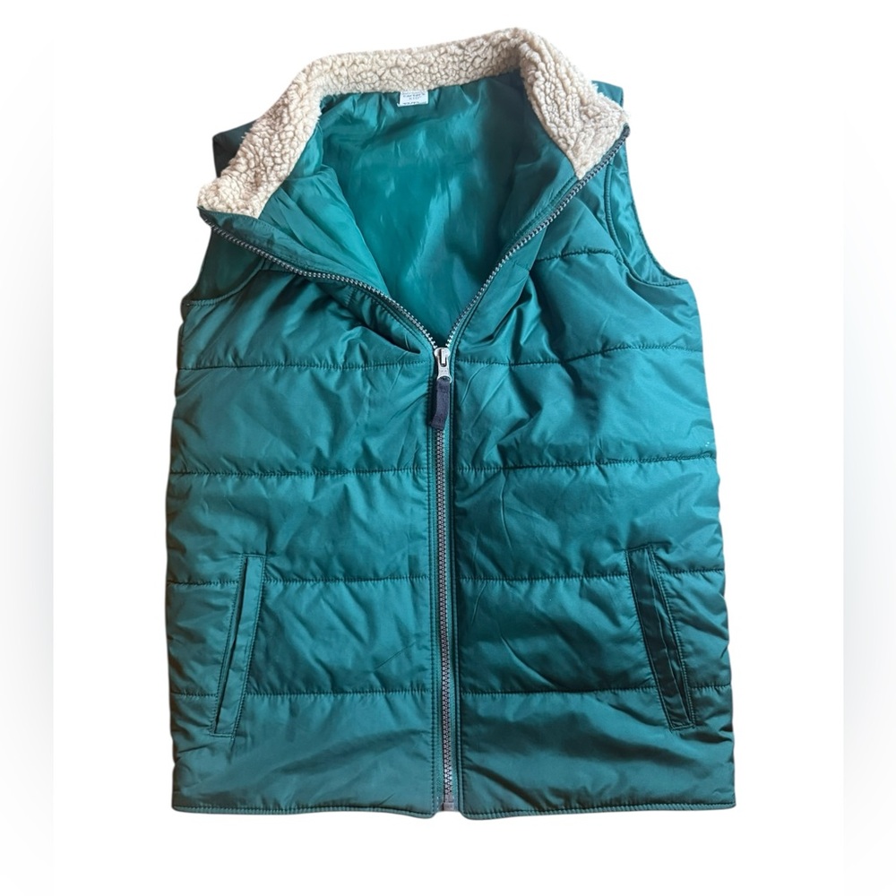 Carter's Green Puffer Vest with Sherpa Collar Size 12 / 12A